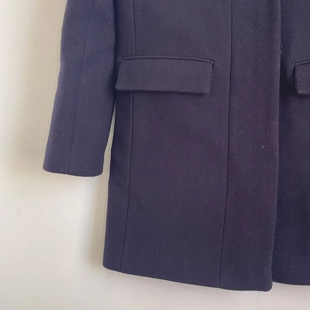 J. Crew Cocoon Stadium Cloth wool blend full zip mock neck midi coat sz 0